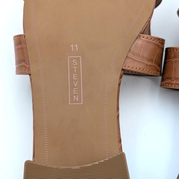 Steven New York Harlien Croc Embossed Slide Sandals Womens Brown Size US11M EU42 - Picture 9 of 10